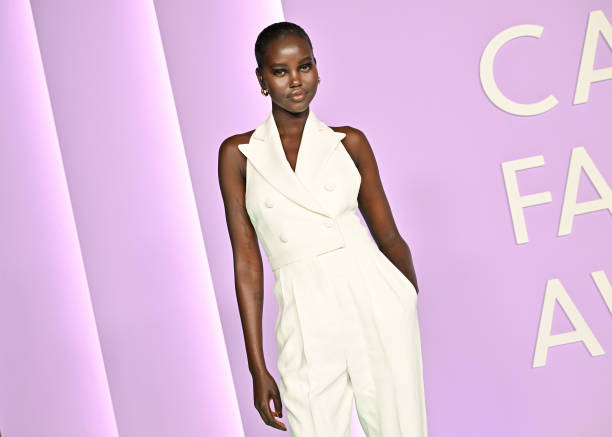 Adut Akech closing a runway show at New York Fashion Week 2024